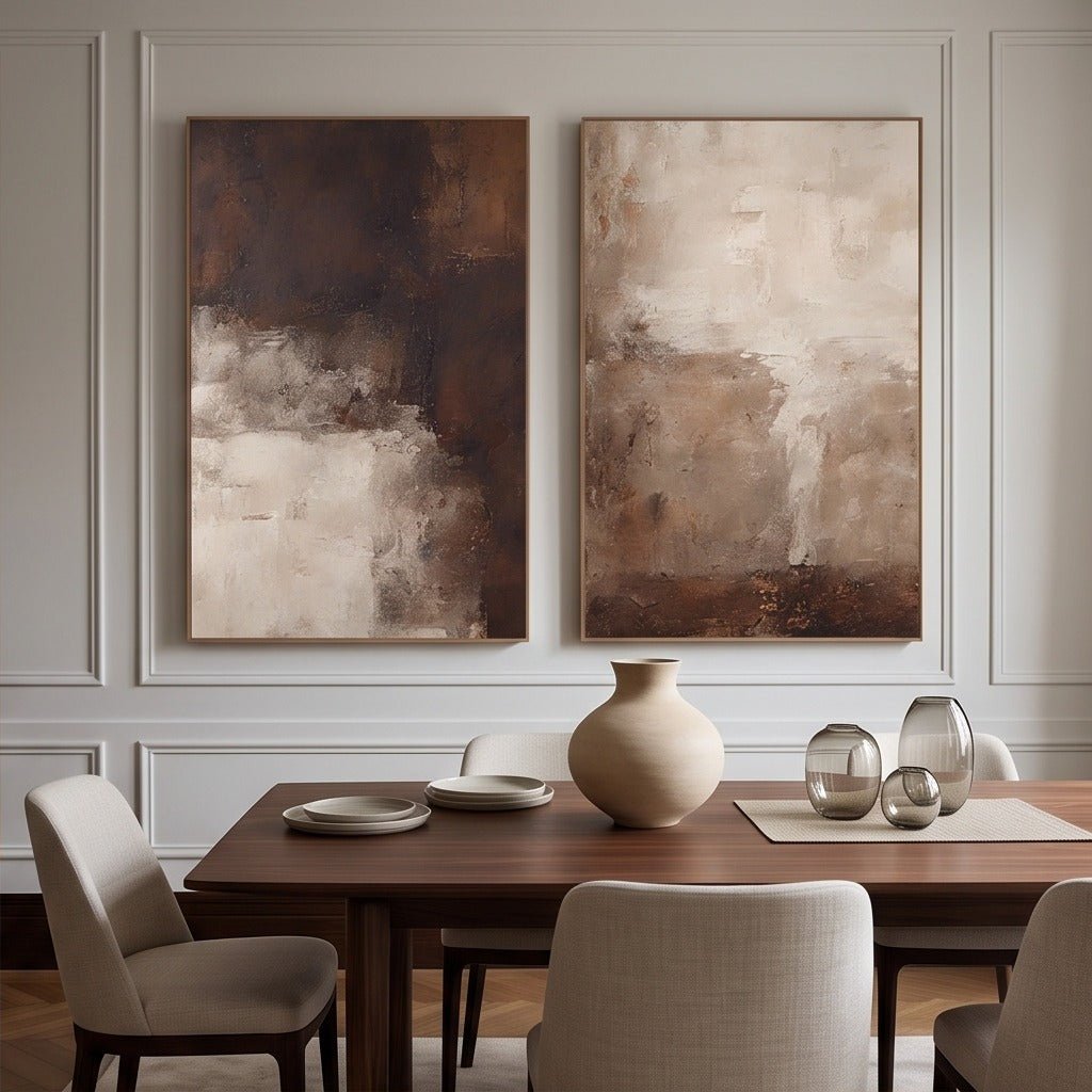 Neutral Abstract Diptych Wall Art TO229 - Tactile Atelier