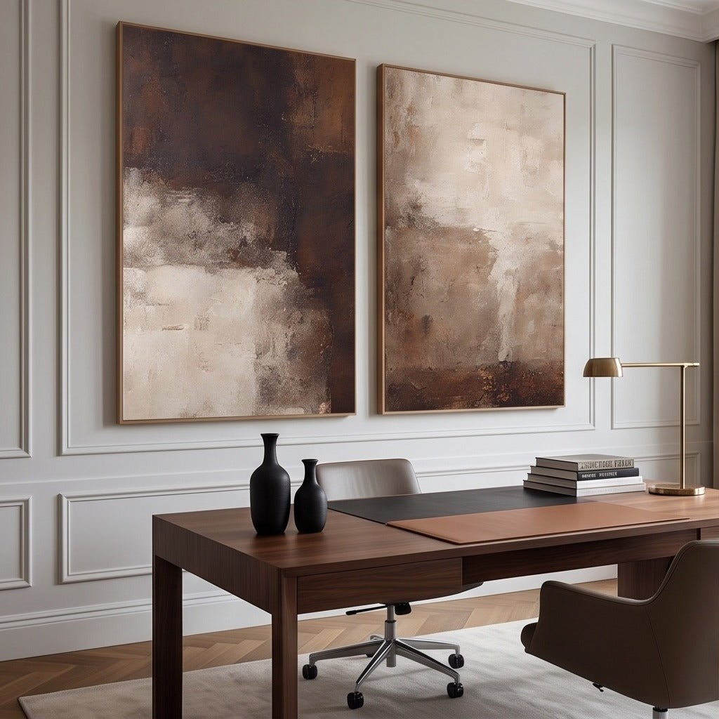 Neutral Abstract Diptych Wall Art TO229 - Tactile Atelier
