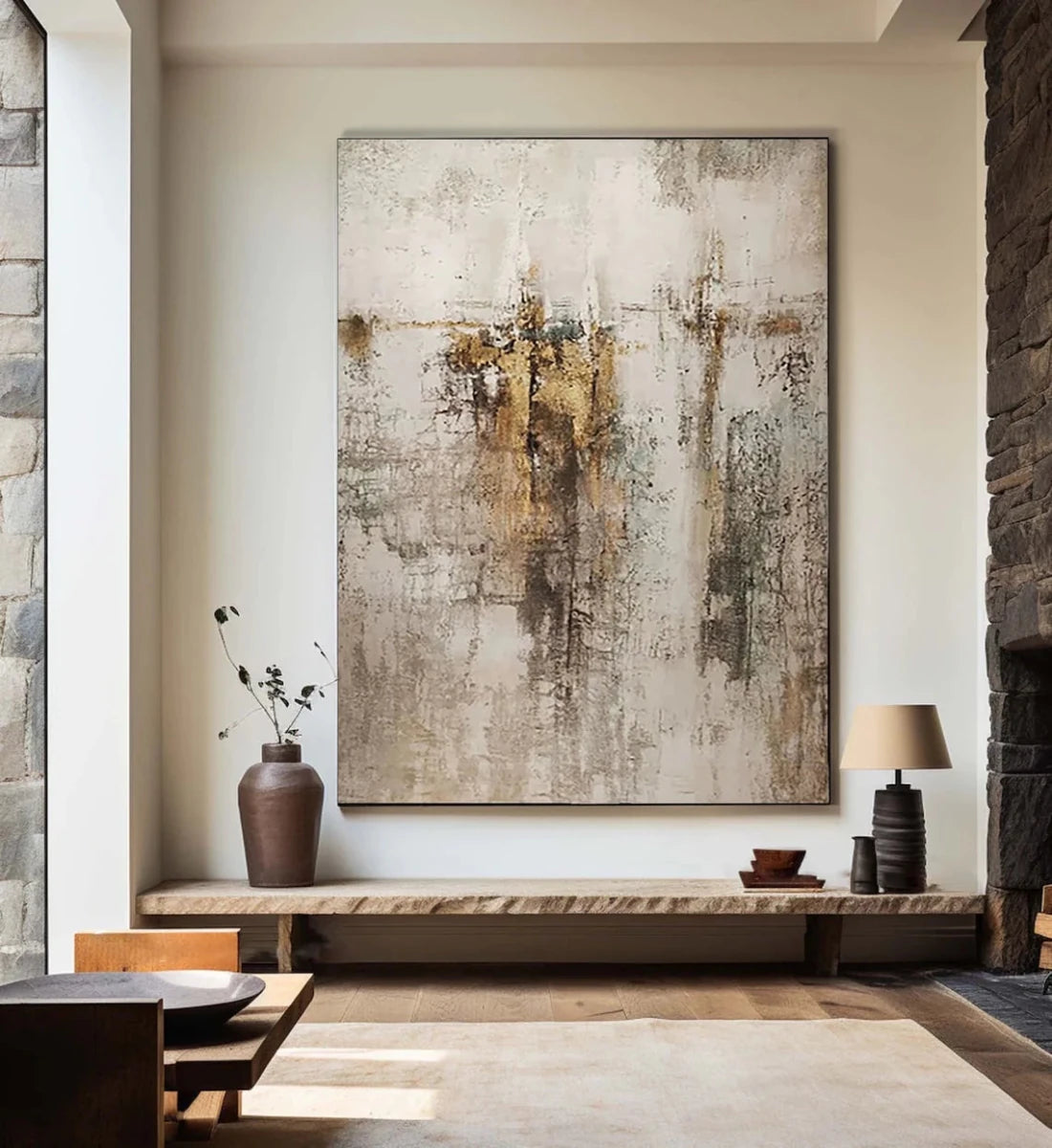 Neutral Abstract Gold Wall Art MT330 - Tactile Atelier