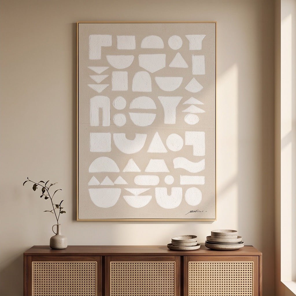 Neutral Geometric Abstract Wall Art #TO003 - Tactile Atelier