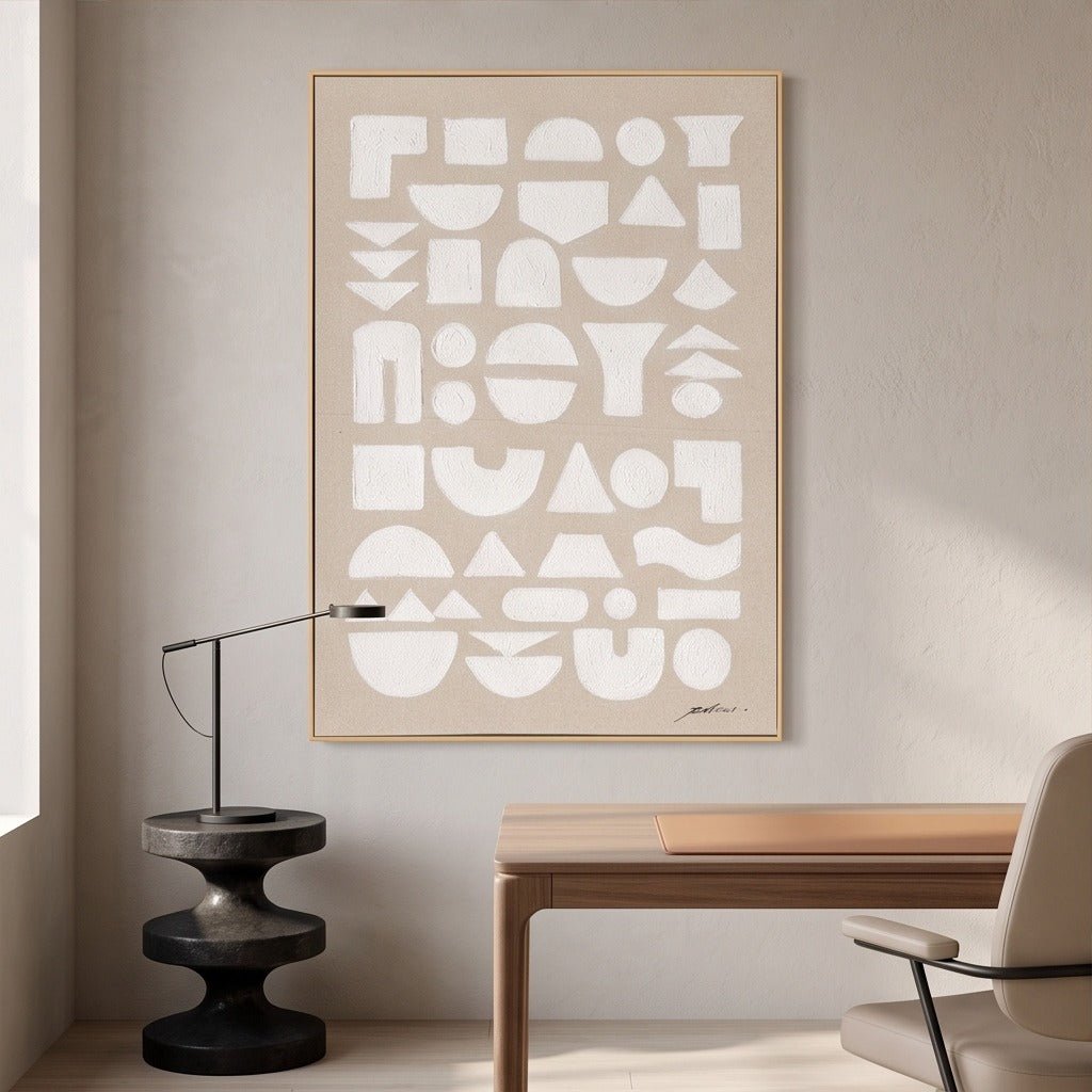 Neutral Geometric Abstract Wall Art #TO003 - Tactile Atelier