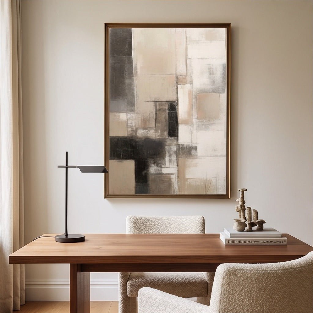 Neutral Geometric Abstract Wall Art TO149 - Tactile Atelier