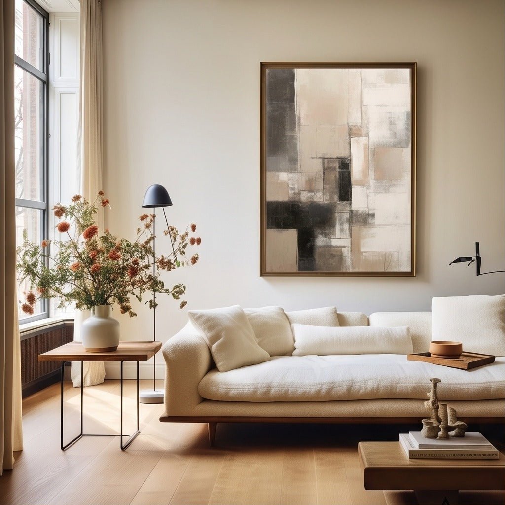 Neutral Geometric Abstract Wall Art TO149 - Tactile Atelier