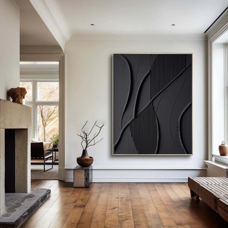 Shadow Lines – Textured Abstract Wall Art - Tactile Atelier