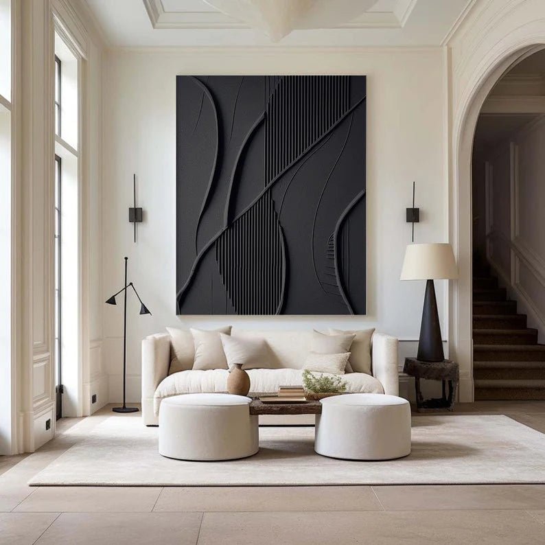 Shadow Lines – Textured Abstract Wall Art - Tactile Atelier