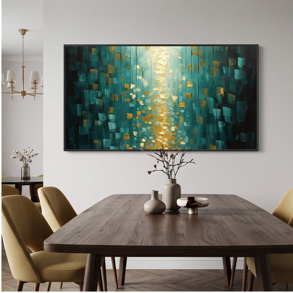 Teal and Gold Abstract Wall Art #TO238 - Tactile Atelier