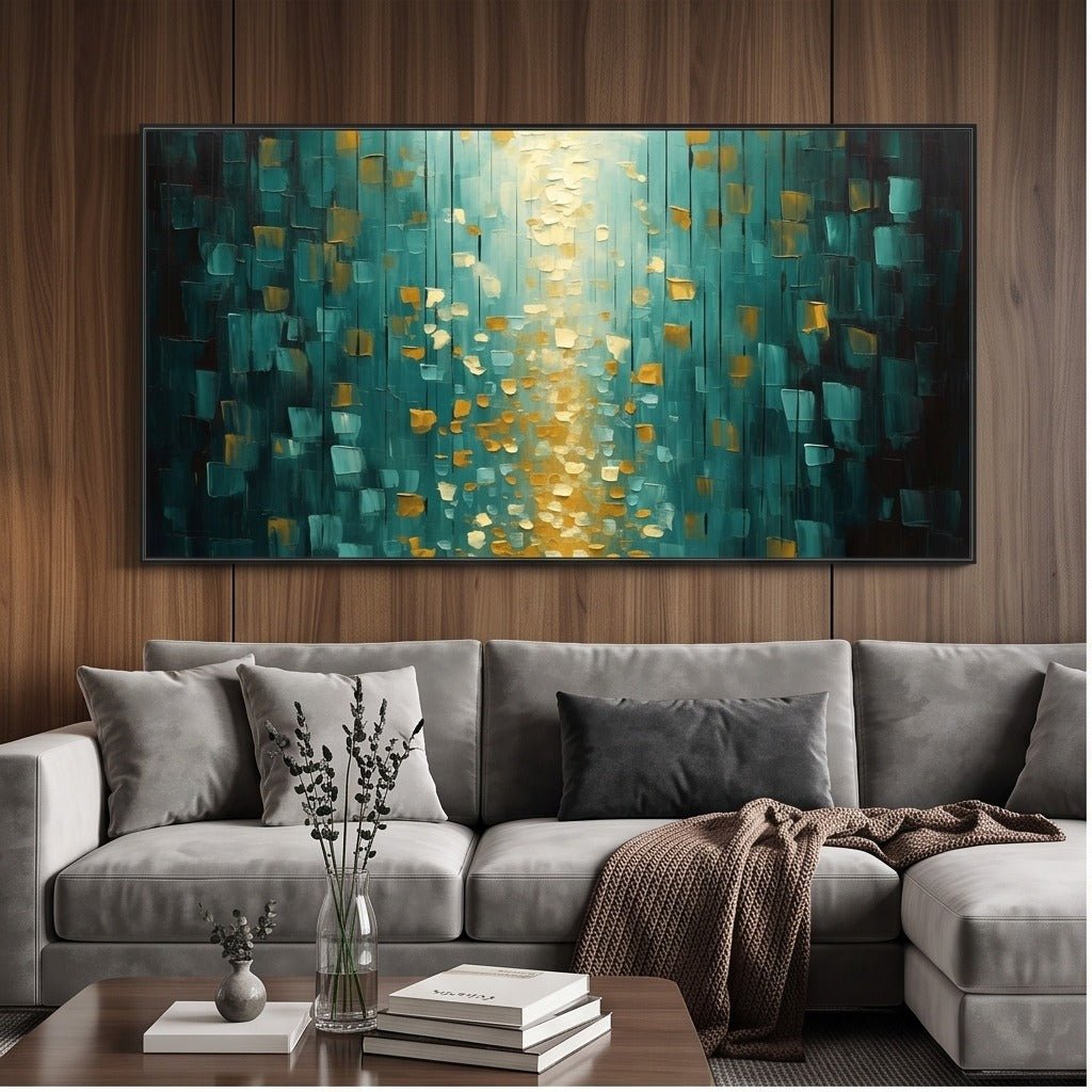 Teal and Gold Abstract Wall Art #TO238 - Tactile Atelier