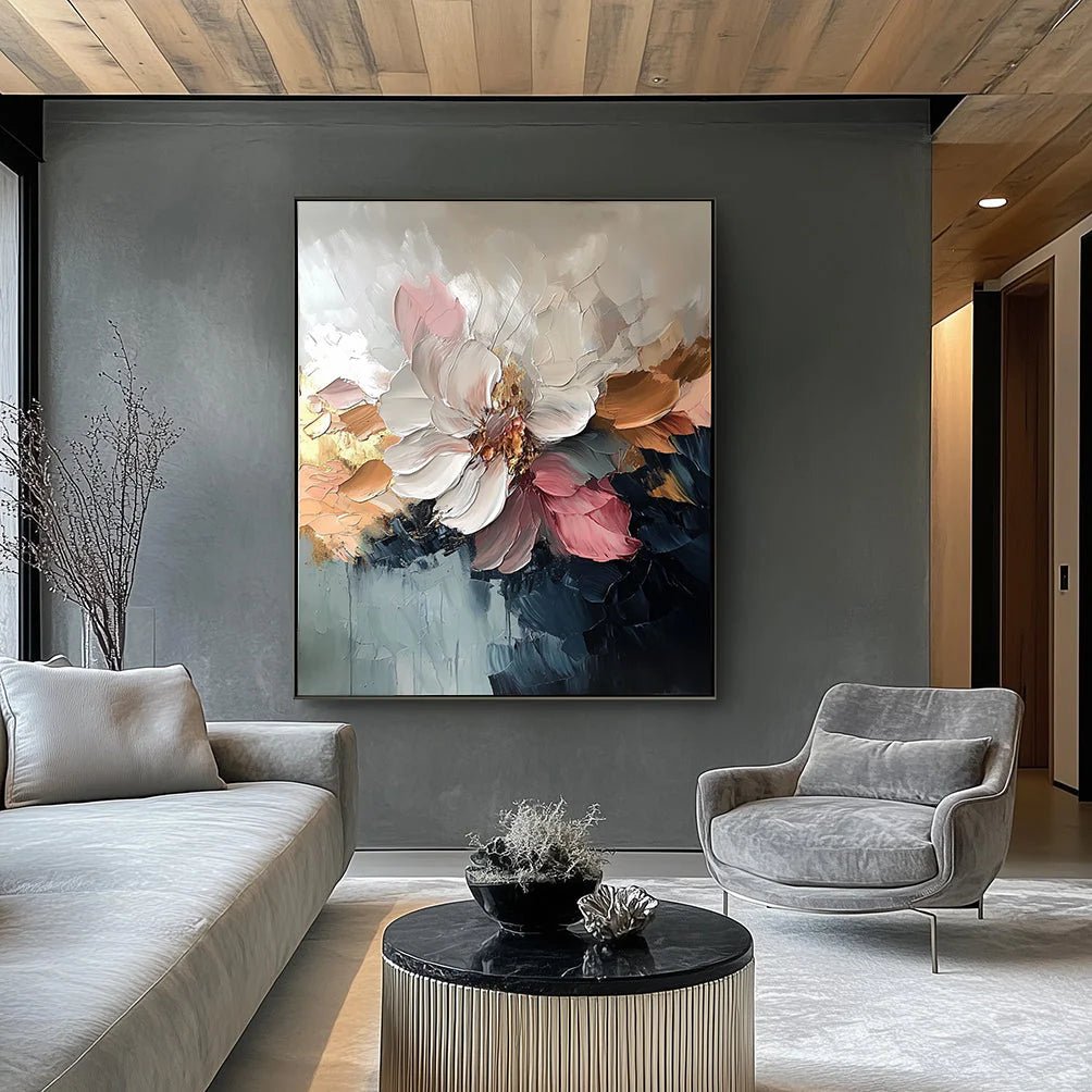 Textured Abstract Floral Wall Art MT406 - Tactile Atelier