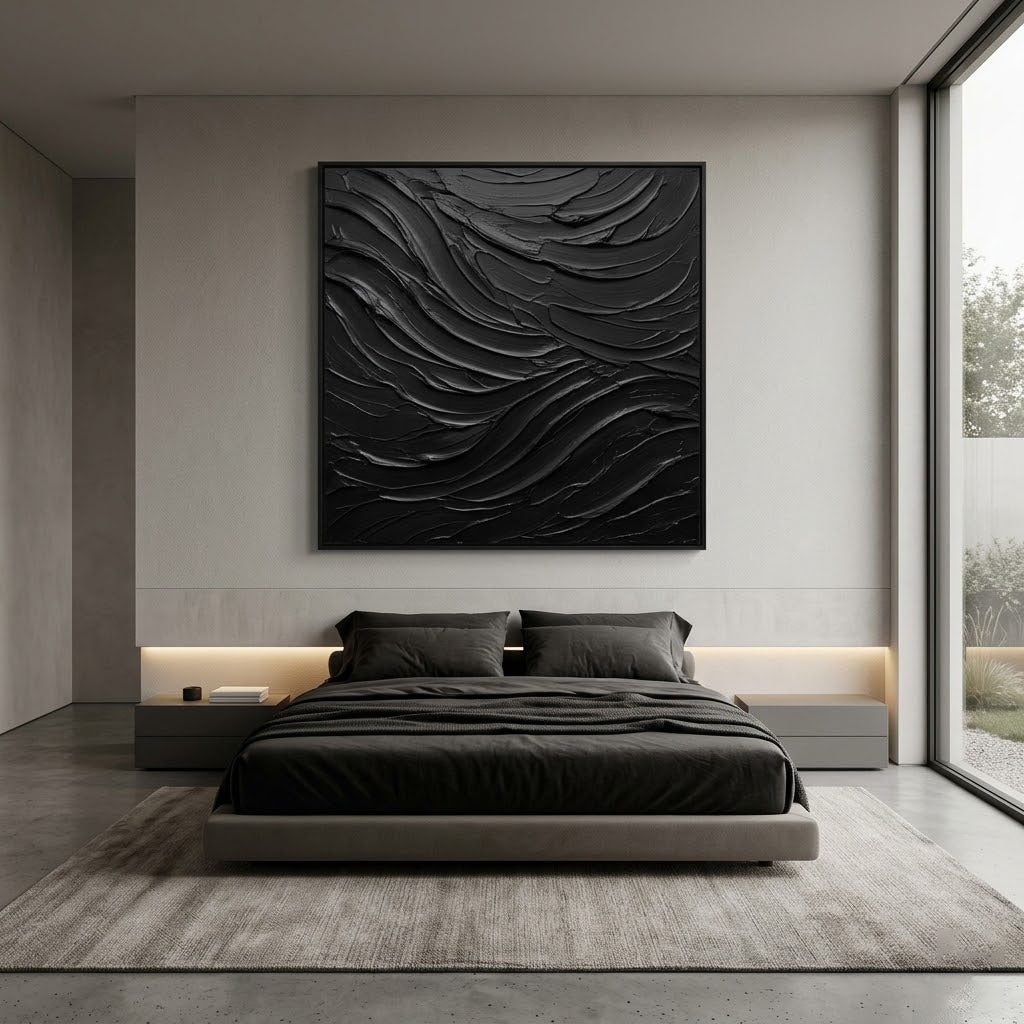 Textured Black Abstract Wall Art TA218 - Tactile Atelier