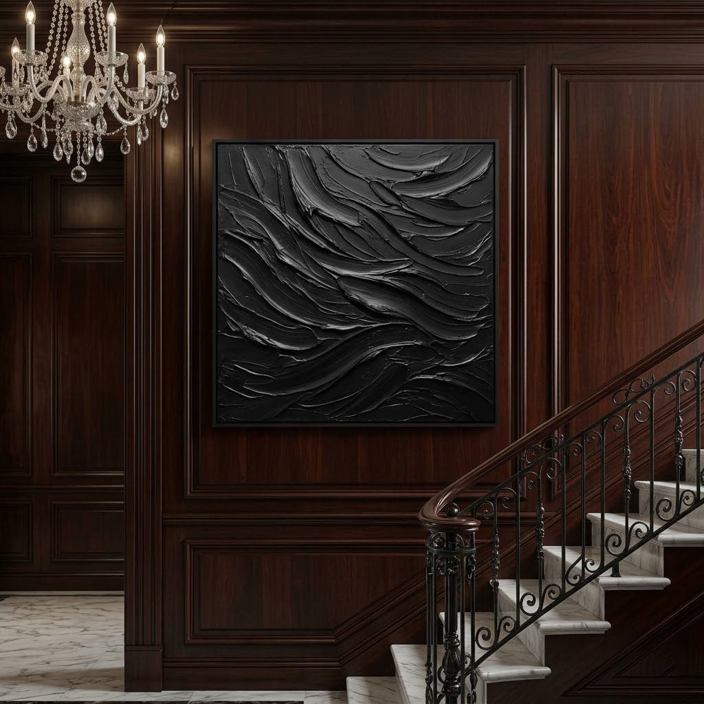Textured Black Abstract Wall Art TA218 - Tactile Atelier