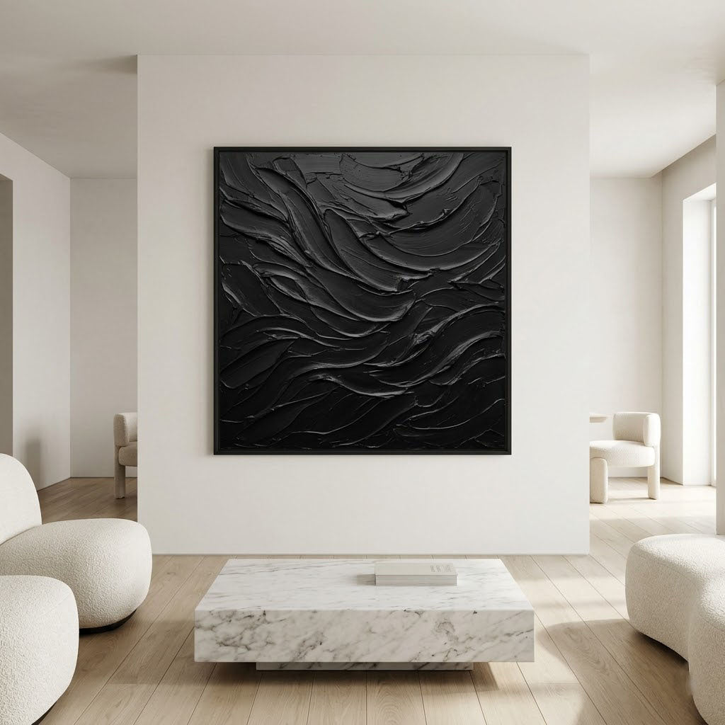 Textured Black Abstract Wall Art TA218 - Tactile Atelier