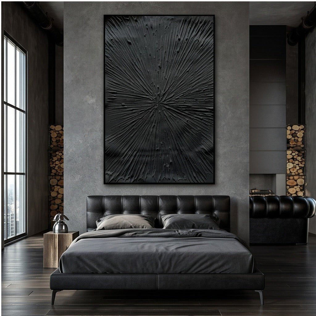 Textured Black Abstract Wall Art TO115 - Tactile Atelier