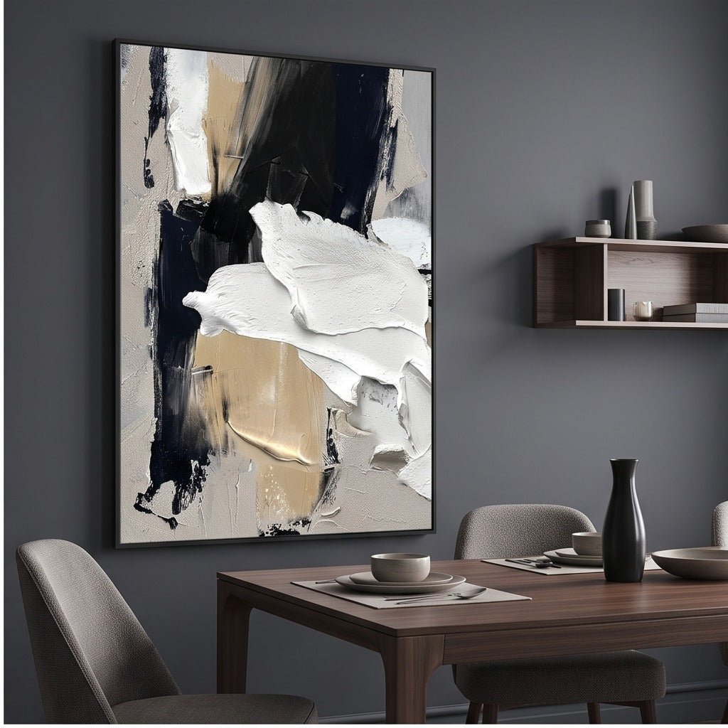 Textured Black and White Abstract Wall Art TO167 - Tactile Atelier