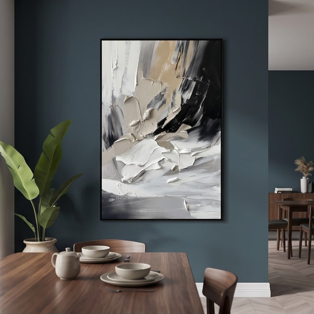 Textured Black and White Abstract Wall Art TO362 - Tactile Atelier