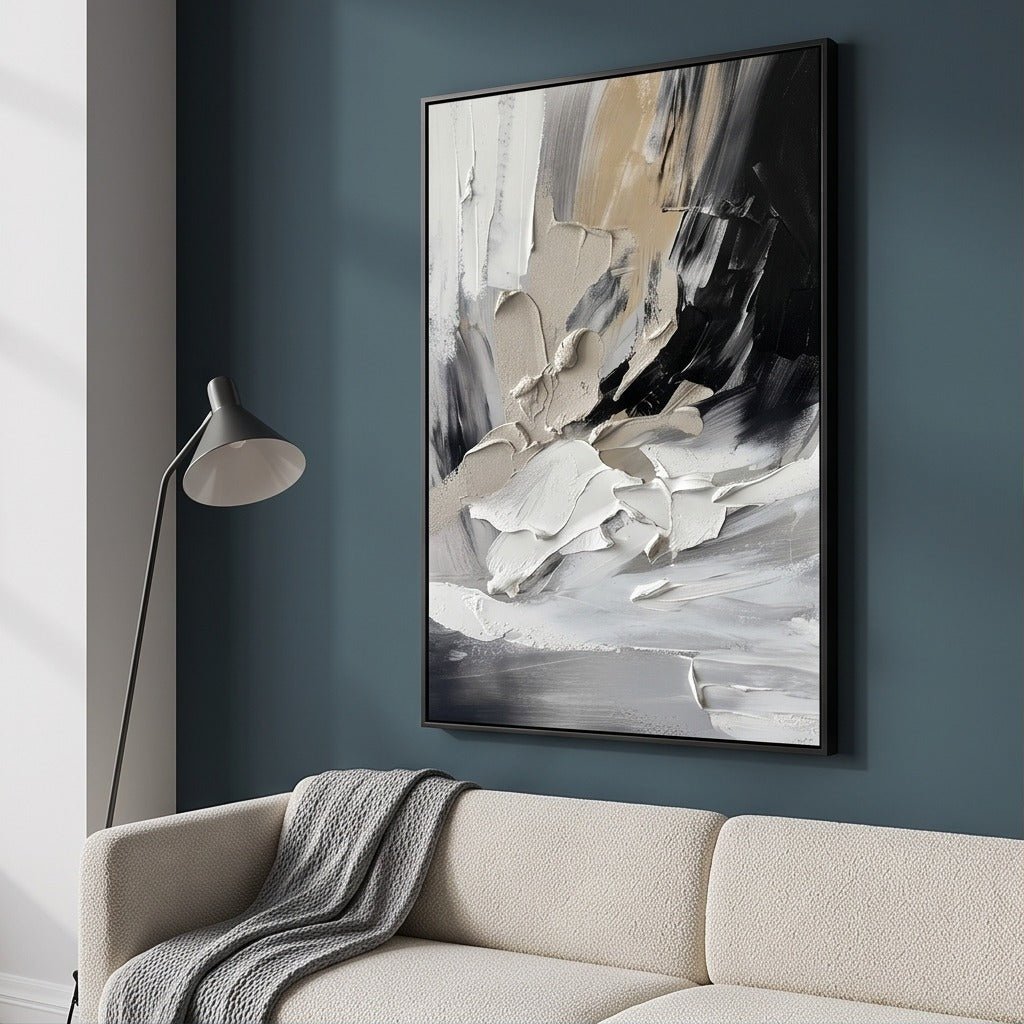 Textured Black and White Abstract Wall Art TO362 - Tactile Atelier