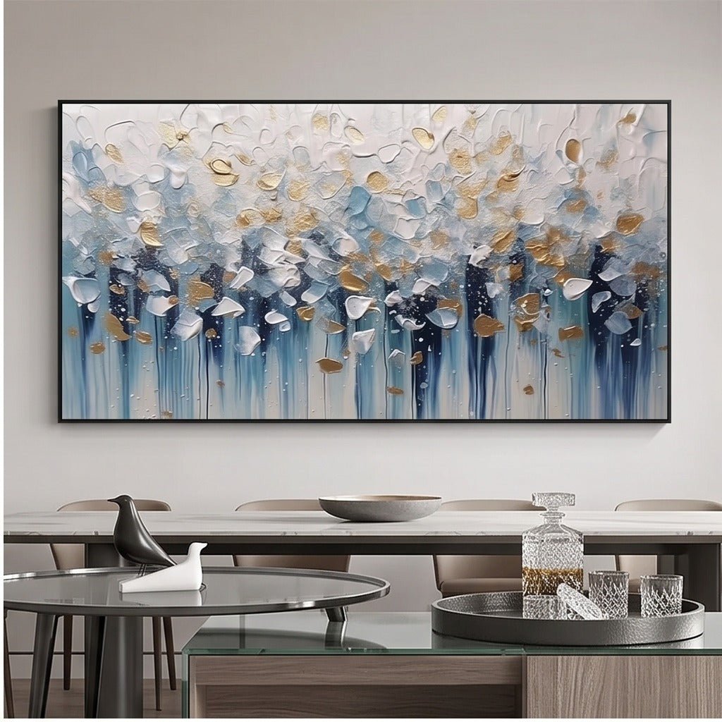 Textured Blue and Gold Abstract Wall Art #TO226 - Tactile Atelier