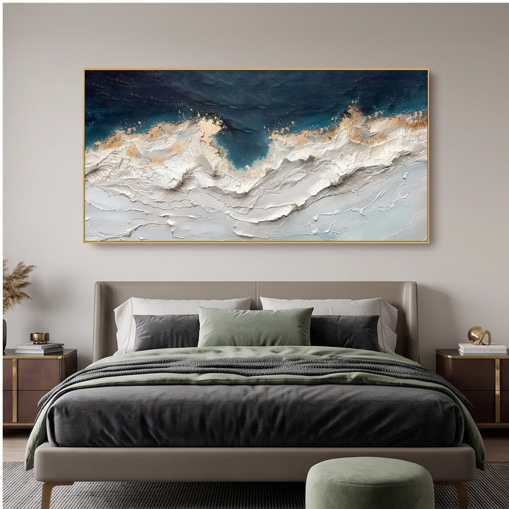Textured Blue Ocean Wave Wall Art #TO282 - Tactile Atelier