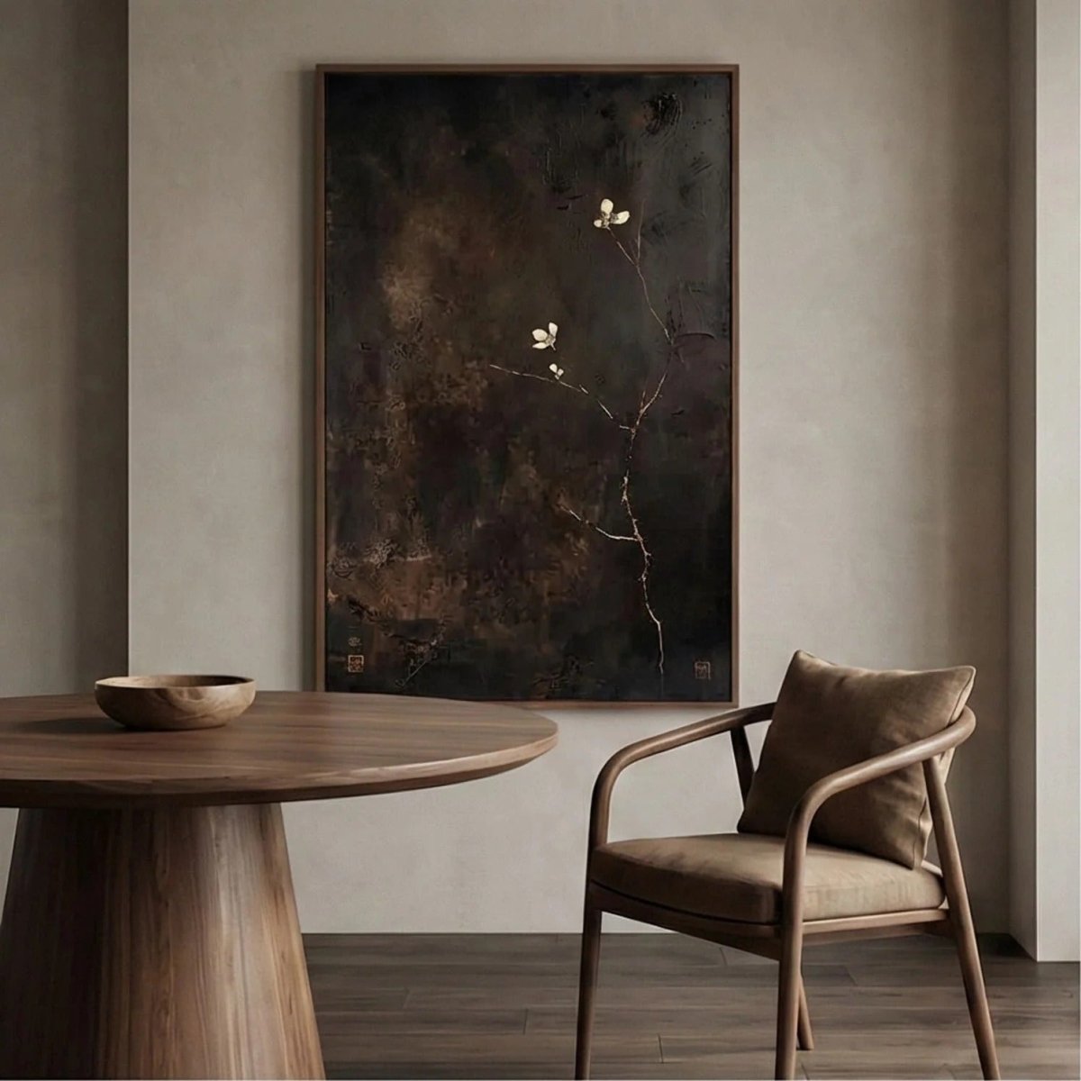 Textured Minimalist Floral Wall Art MT650 - Tactile Atelier