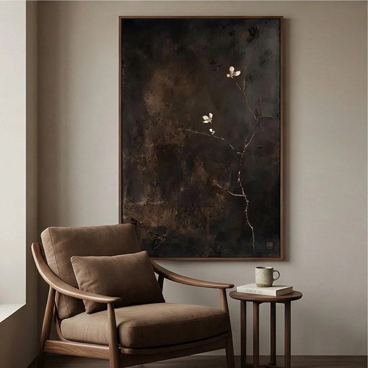 Textured Minimalist Floral Wall Art MT650 - Tactile Atelier
