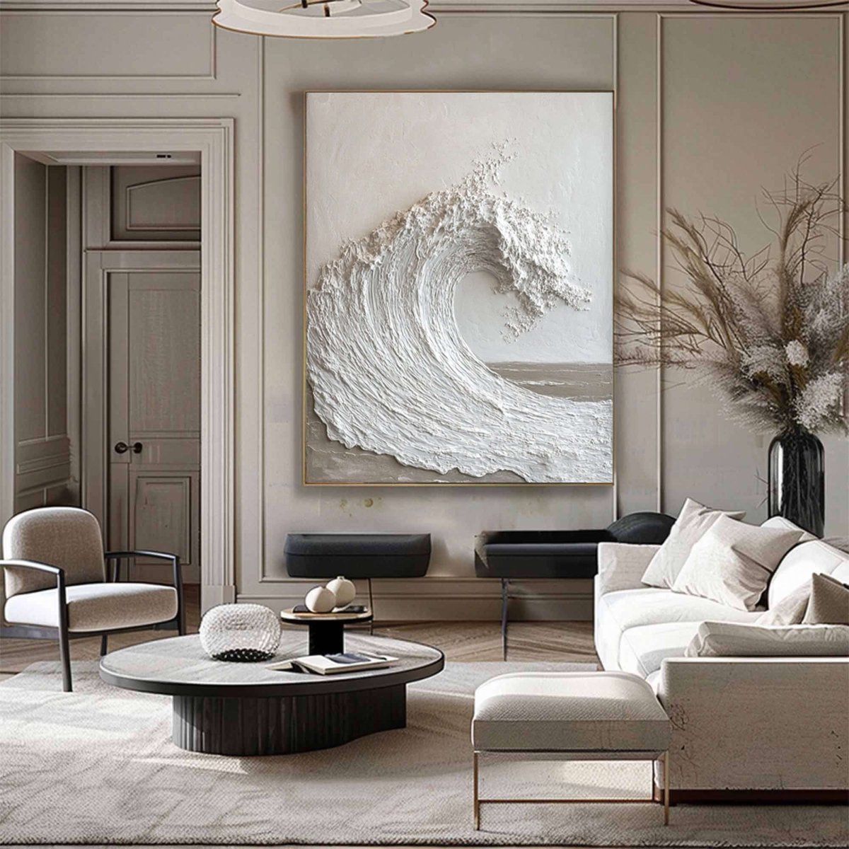 Textured Neutral Wave Wall Art MT857 - Tactile Atelier