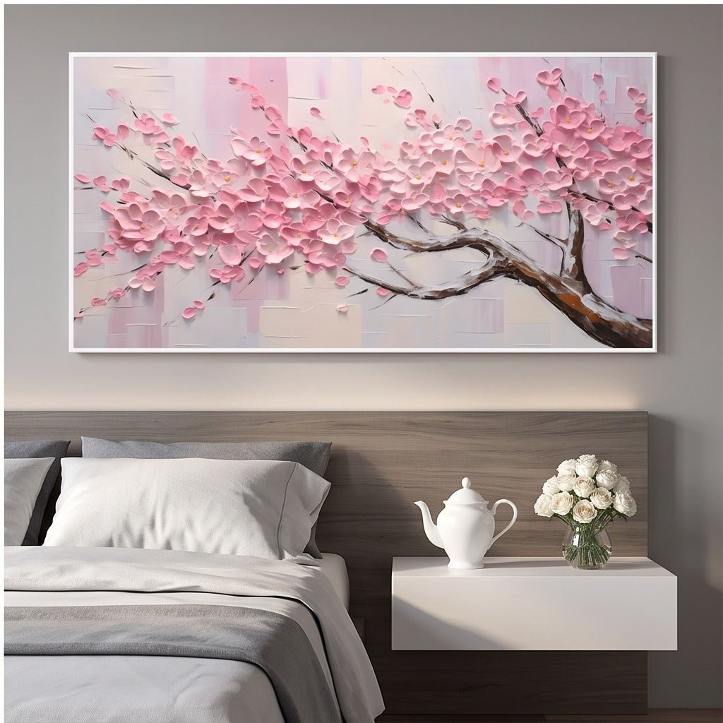 Textured Pink Cherry Blossom Wall Art #TO256 - Tactile Atelier