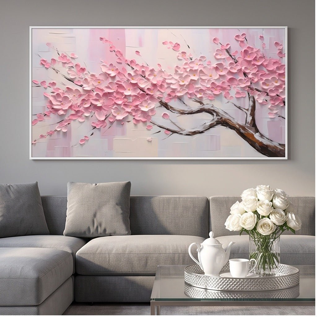 Textured Pink Cherry Blossom Wall Art #TO256 - Tactile Atelier