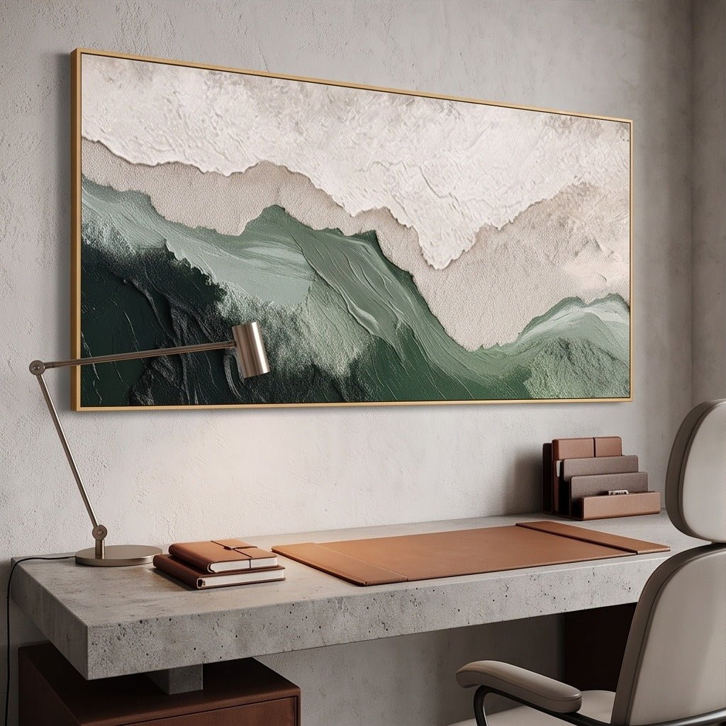 Textured Sage Green Abstract Landscape Wall Art #TO234 - Tactile Atelier