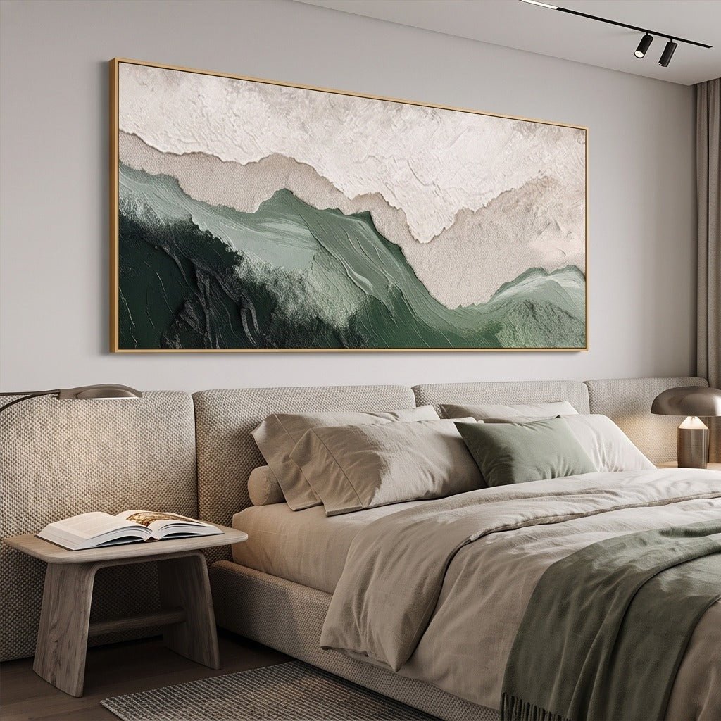 Textured Sage Green Abstract Landscape Wall Art #TO234 - Tactile Atelier