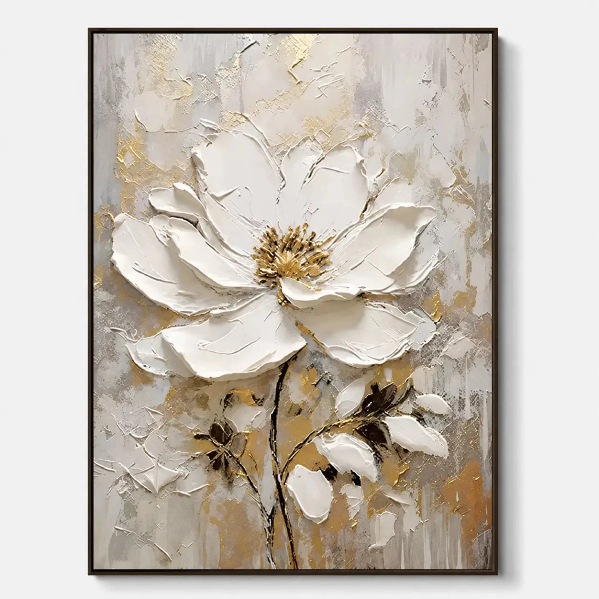 Textured White Floral Wall Art TA123 - Tactile Atelier