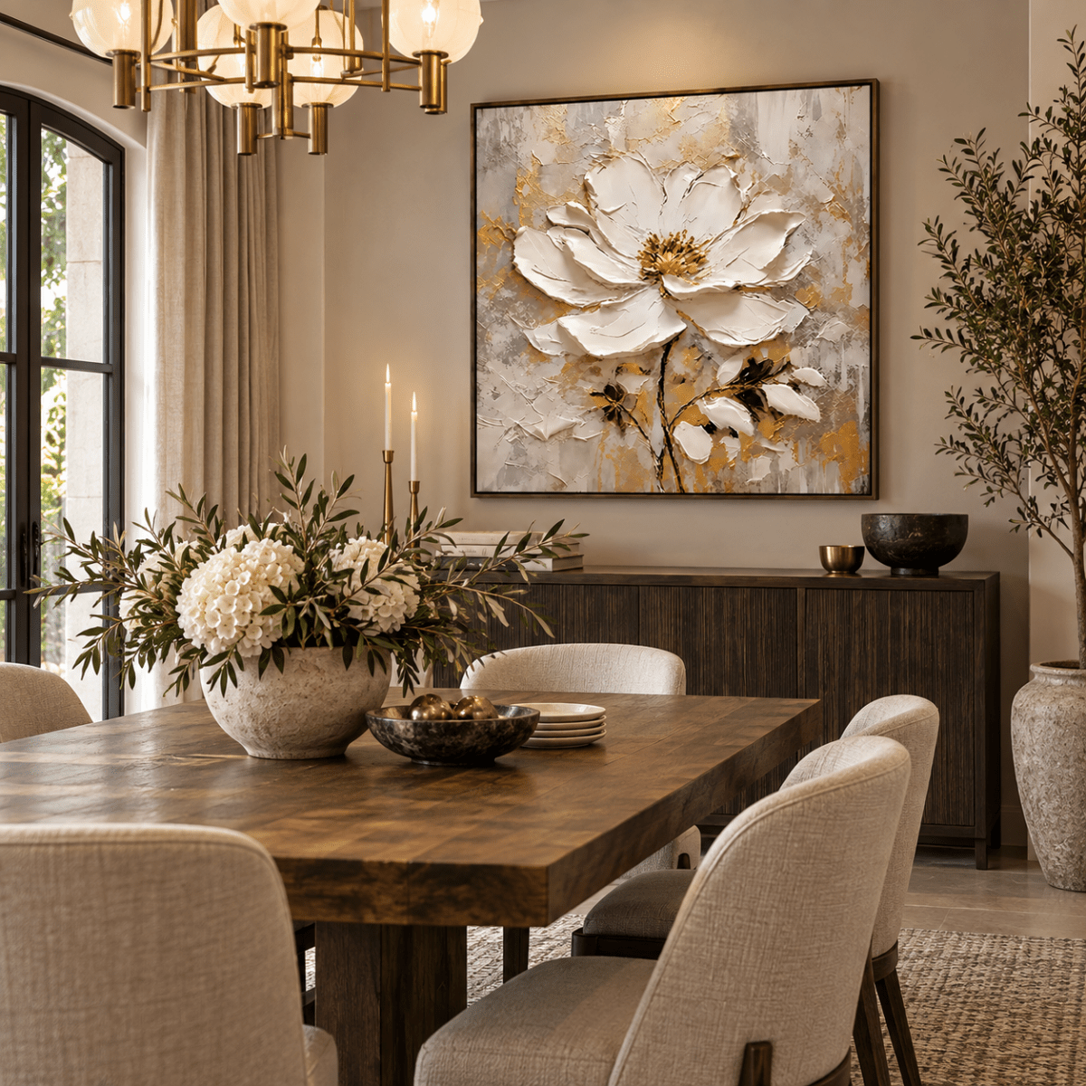 Textured White Floral Wall Art #TA124 - Tactile Atelier