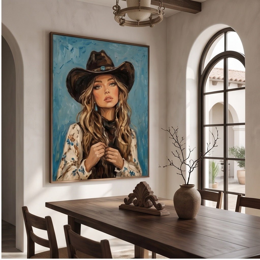 Western Cowgirl Portrait Wall Art #TO047 - Tactile Atelier