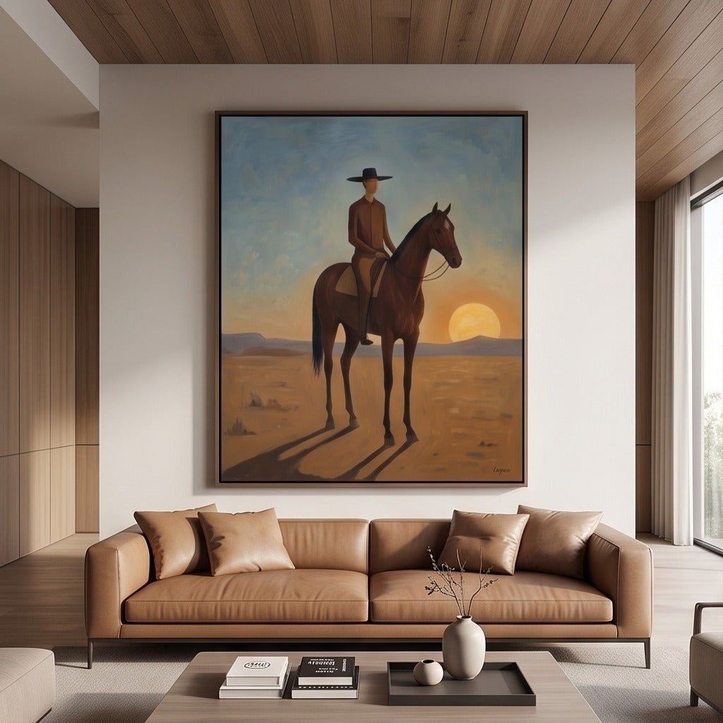 Western Horse and Rider Wall Art #TO082 - Tactile Atelier