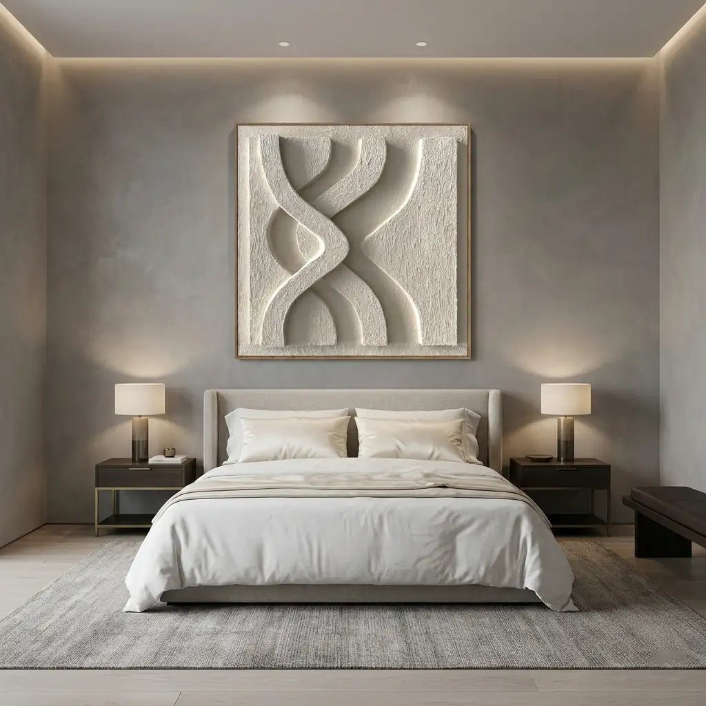 White Modern Abstract Wall Art MT215 - Tactile Atelier