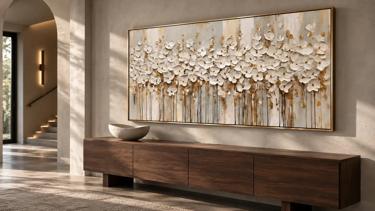 How to Style Textured Floral Wall Art in a Modern Home