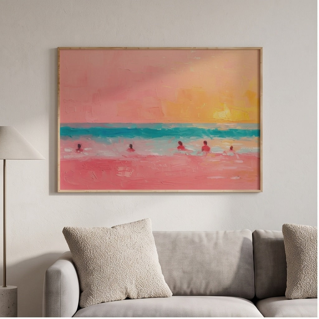 Pink Coastal Beach Wall Art #TO225
