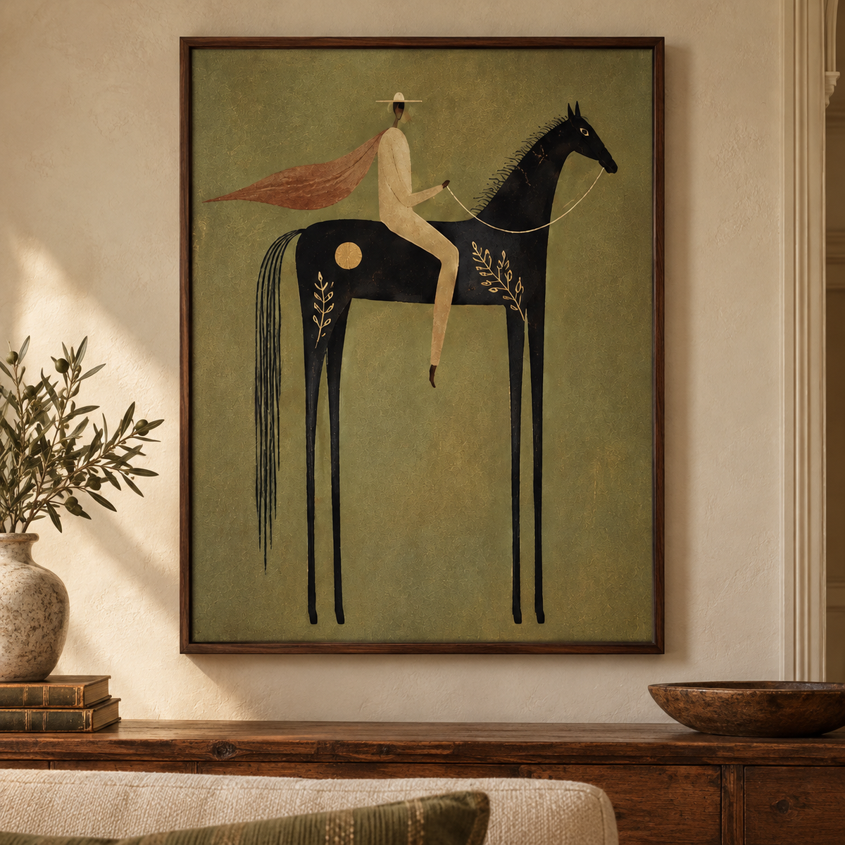 Modern Folk Horse and Rider Wall Art #TO358