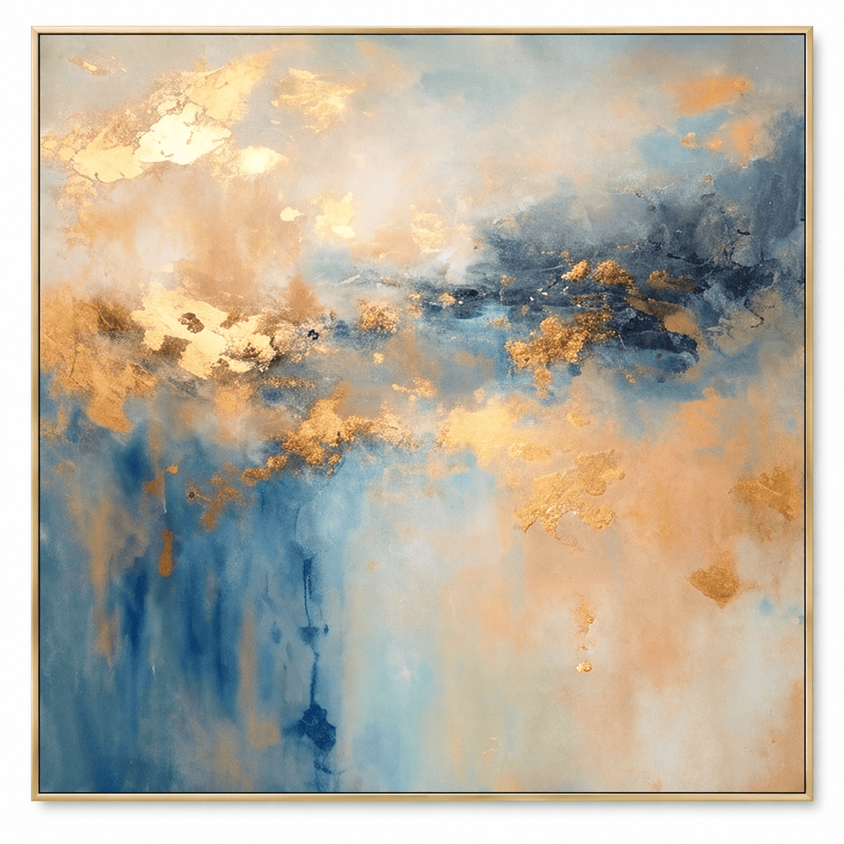 Blue & Gold Abstract Landscape Wall Art #TO140