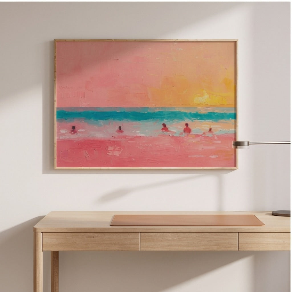 Pink Coastal Beach Wall Art #TO225