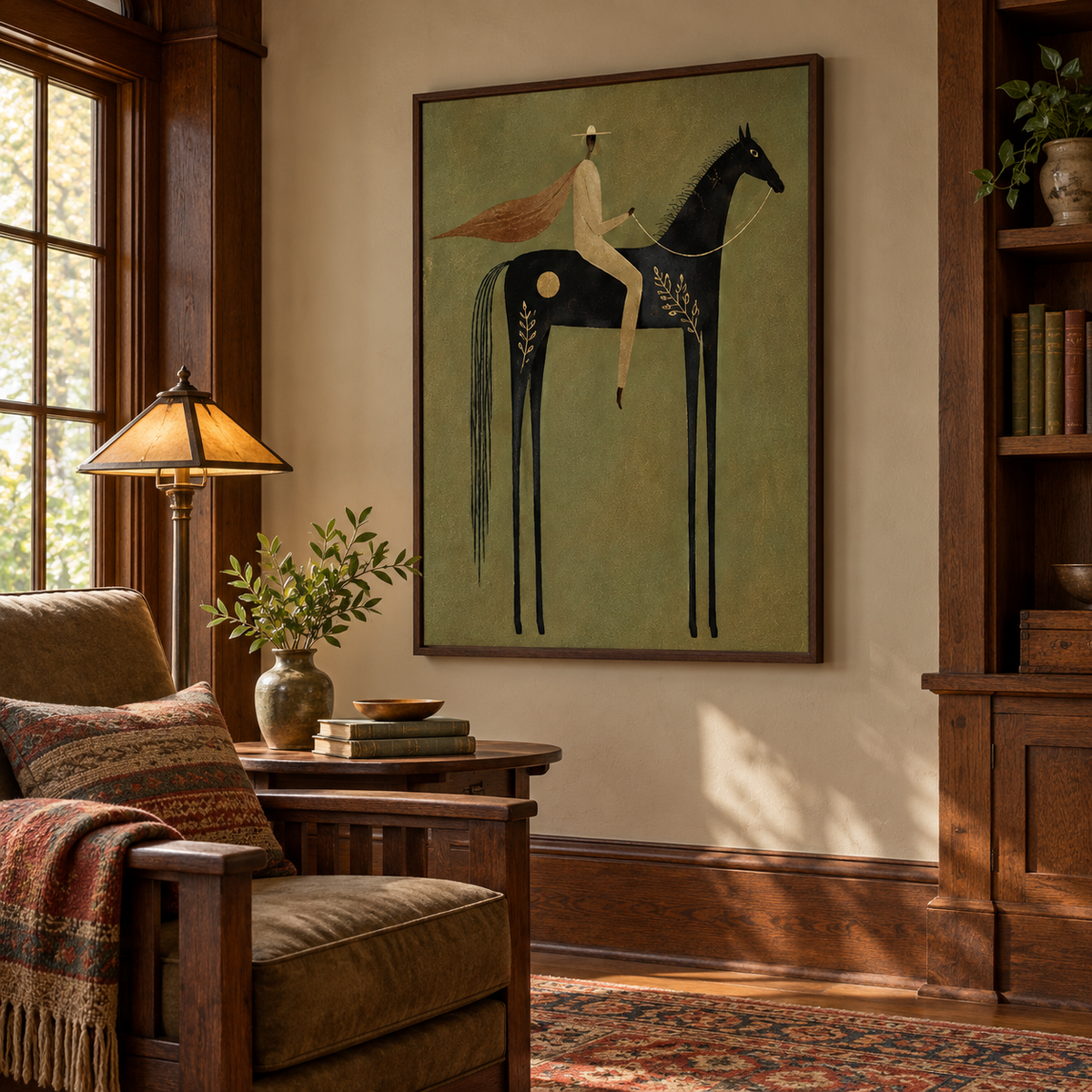 Modern Folk Horse and Rider Wall Art #TO358