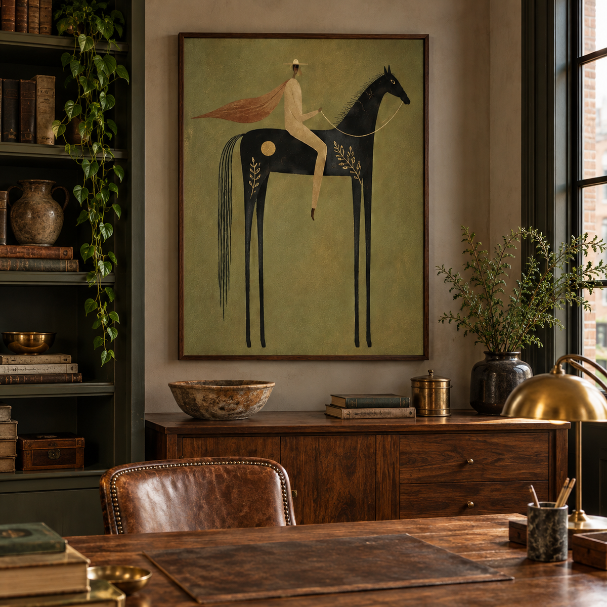 Modern Folk Horse and Rider Wall Art #TO358