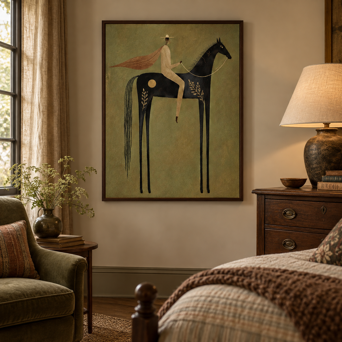 Modern Folk Horse and Rider Wall Art #TO358