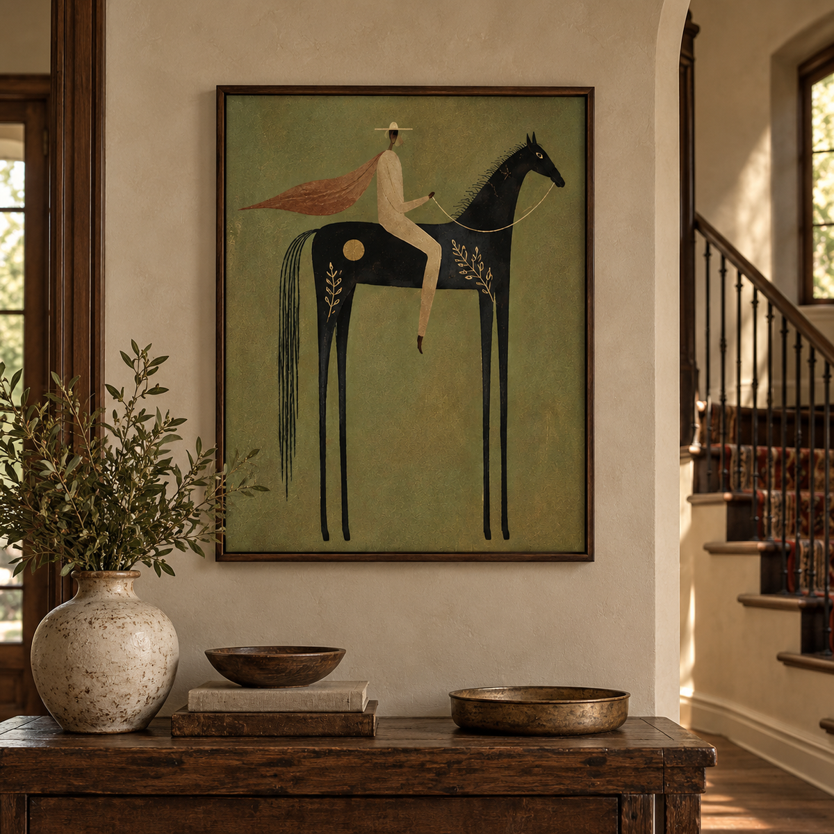 Modern Folk Horse and Rider Wall Art #TO358