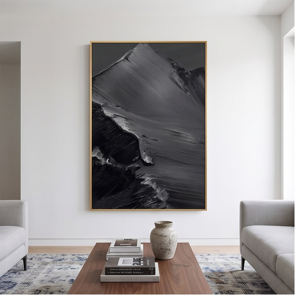 Black Gray Textured Abstract Wall Art #TO146