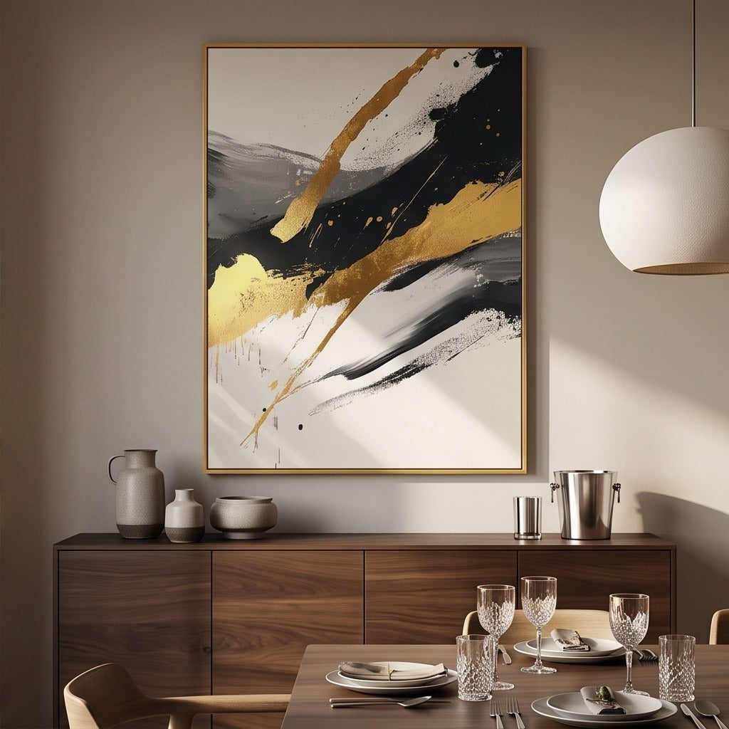 Black Gold Abstract Wall Art #TO118
