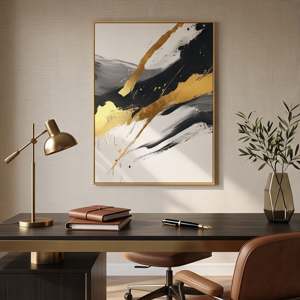 Black Gold Abstract Wall Art #TO118
