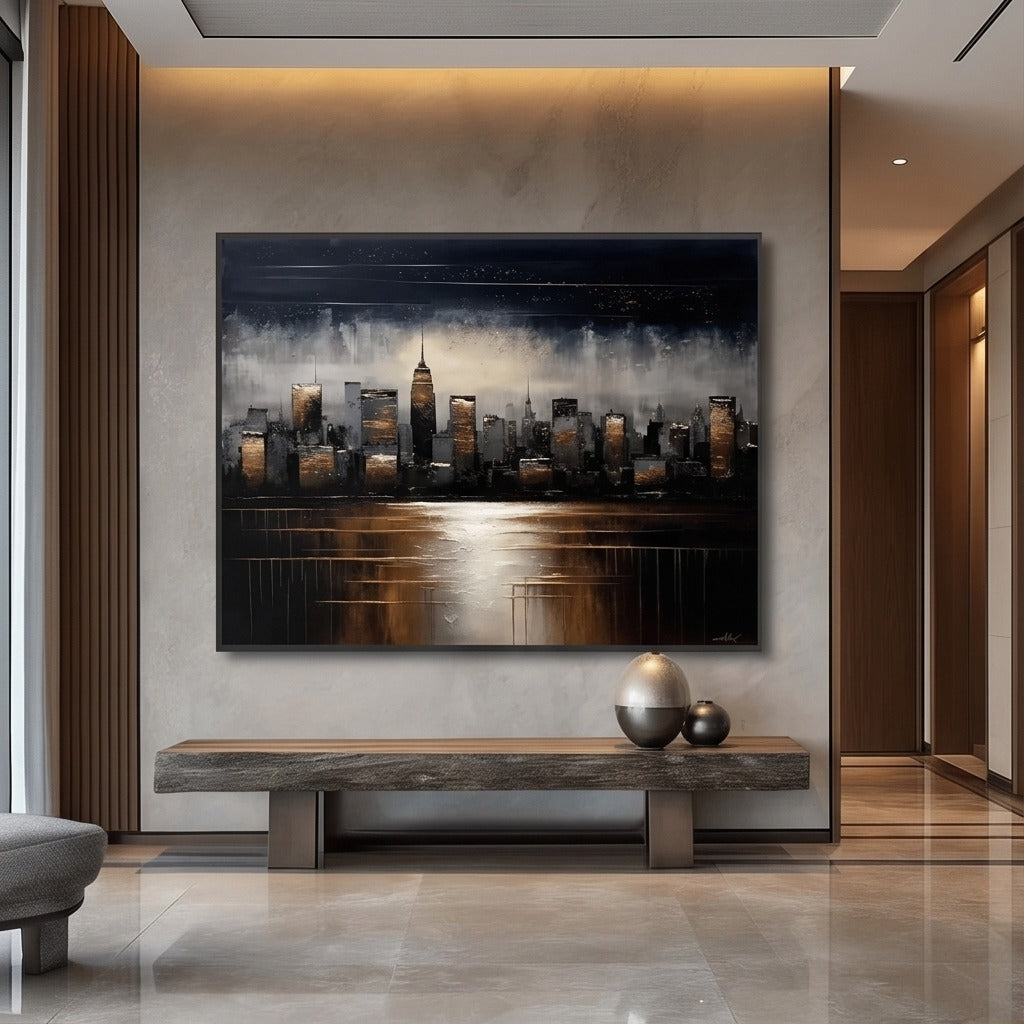 Black Gold Cityscape Wall Art #TO242