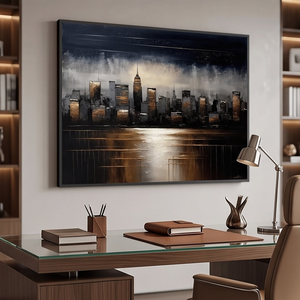 Black Gold Cityscape Wall Art #TO242