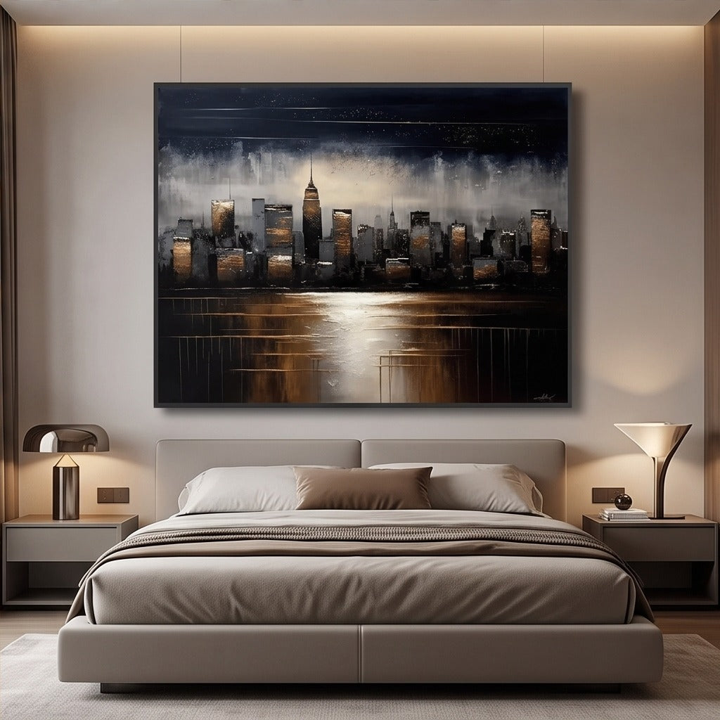 Black Gold Cityscape Wall Art #TO242