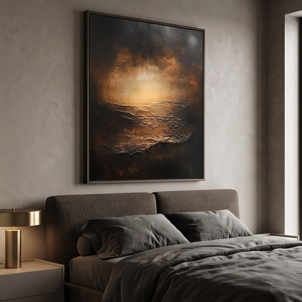 Black & Gold Textured Abstract Wall Art #TO036