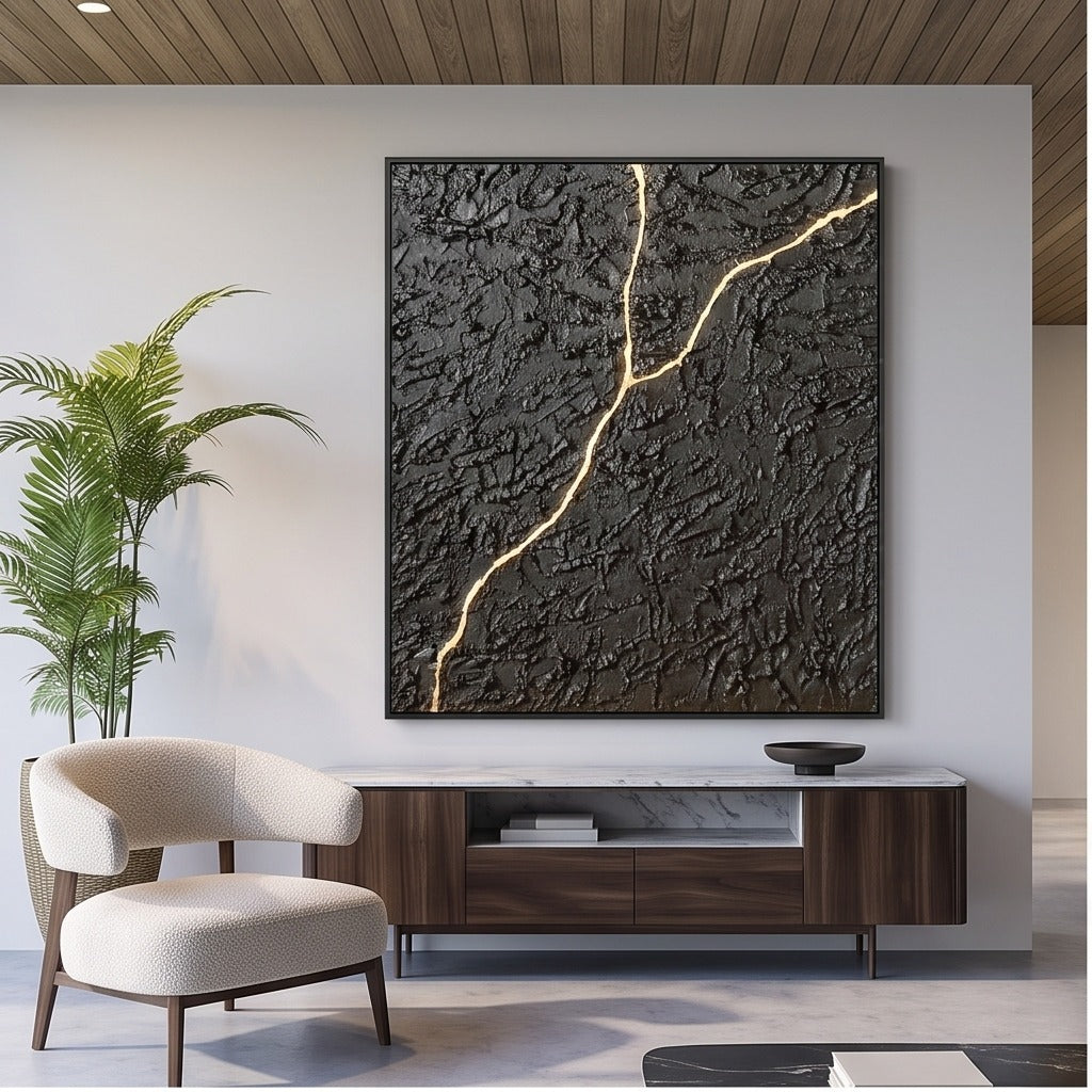 Black Textured Abstract Wall Art #TO560